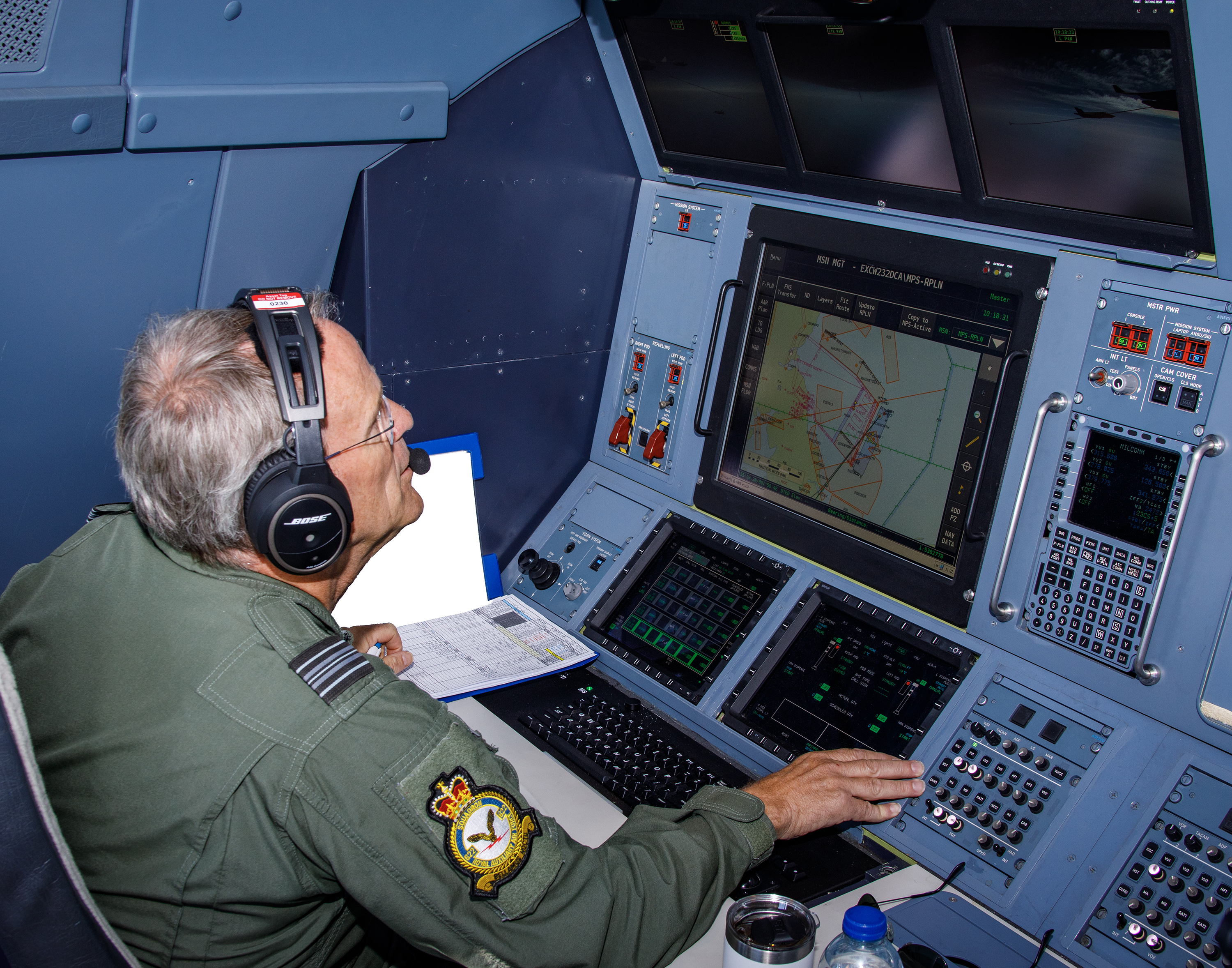 Photo - The RAF Voyager aircraft air to air refuelling station and operator.